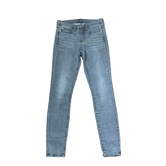 Gap 1969 True Skinny Jeans Size 26R Black Gray Womens Denim‎ Stretch 27X29 - Picture 1 of 5
